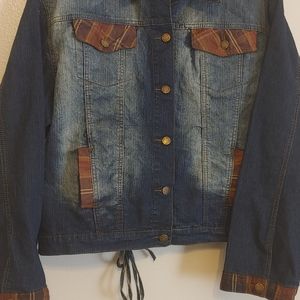 Jean Jacket and Jeans size 1x blue and brown plaid